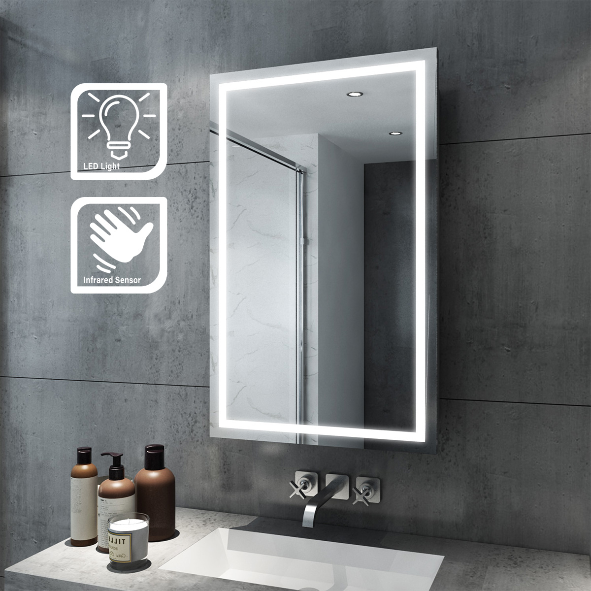 Designer Wall Hung Bathroom Illuminated Led Mirrorandcabinet Ip44 Ebay 