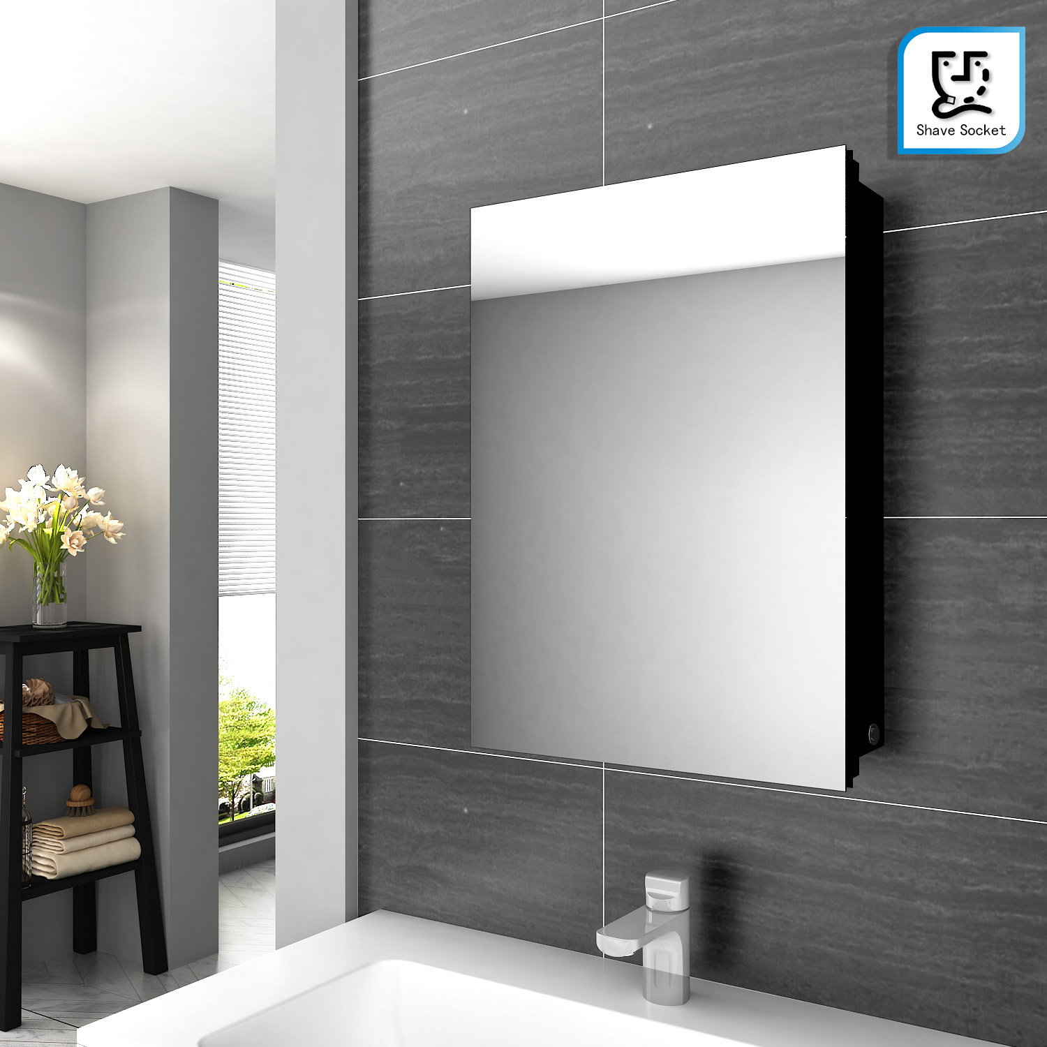 Bathroom Illuminated Led Mirror Cabinet Waterproof With Shaver Socket Ip44 Ebay